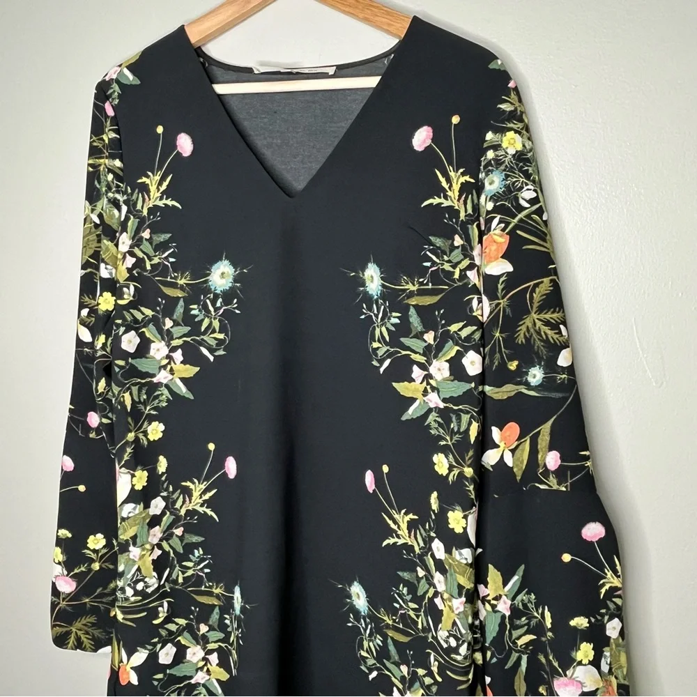 RACHEL Rachael Roy Floral Print Shift Long Sleeve Mid-Length Dress - Picture 11 of 12